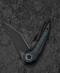 BESTECH BLIND FURY BT2303D Siyah Stonewash Titanyum Gök Mavisi Mermer Kakma Sap M390 Çelik Çakı