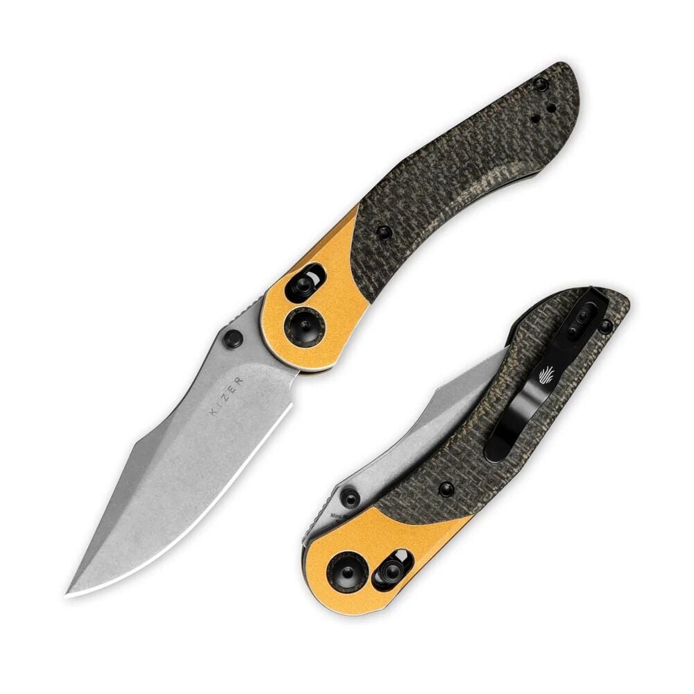 Kizer Mini Mystic | Nitro-V | Aluminum+Burlap Micarta | KizerV™ 3636A2