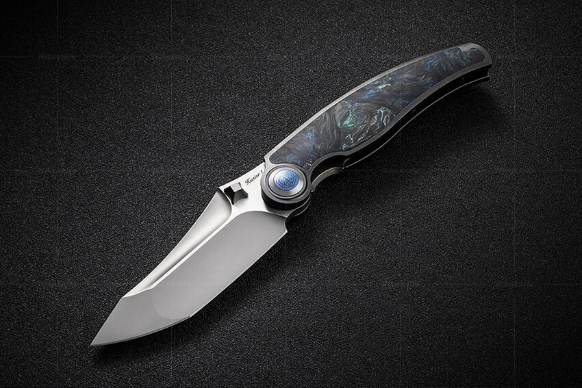Rike RK-Hunter 1-Düz/Mavi Yeşil Karbon Fiber-P/BGCF Çakı