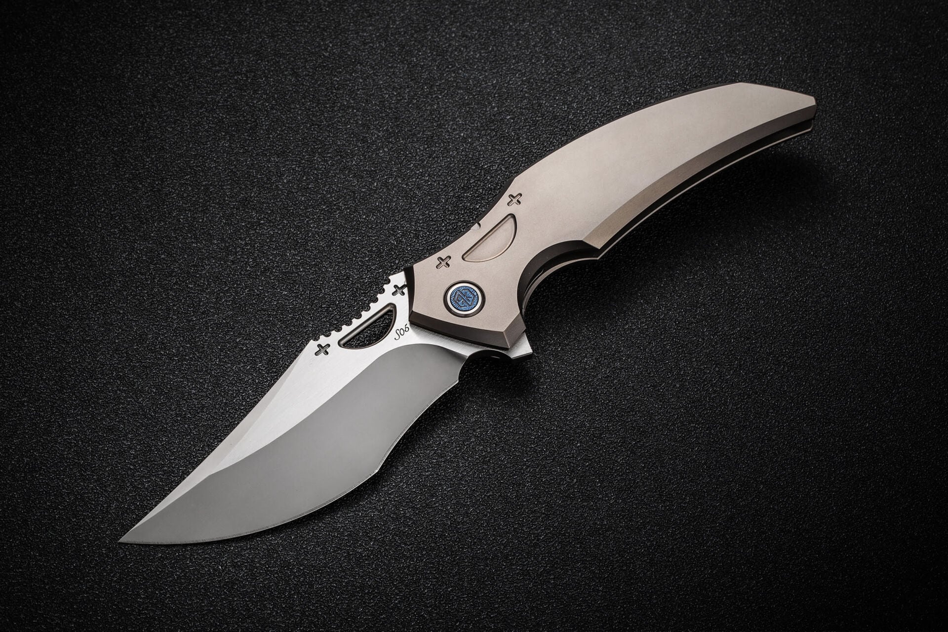 Rike RK S05-P | Düz Titanyum Sap | Bohler M390 Çelik Çakı | RK-13408-1
