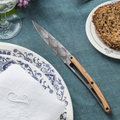 6 Deejo Steak Knives, Olive Wood / Art Déco Bıçak Seti