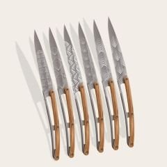 6 Deejo Steak Knives, Olive Wood / Art Déco Bıçak Seti