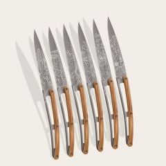 6 Deejo Steak Knives, Olive Wood / Blossom Bıçak Seti