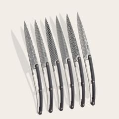6 Deejo Steak Knives, Ebony Wood / Geometrie Bıçak Seti