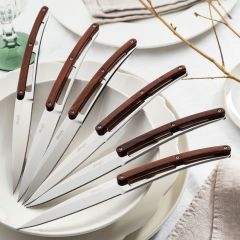 6 Deejo Steak Knives Serrated, Coral Wood Bıçak Seti
