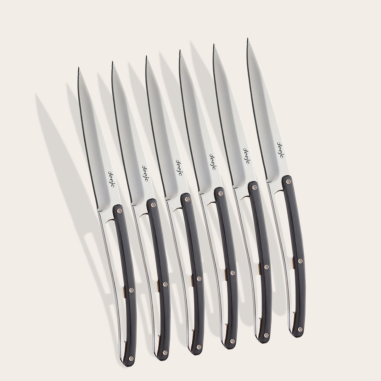 6 Deejo Steak Knives Serrated, Ebony Wood Bıçak Seti