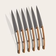 6 Deejo Steak Knives Serrated, Olive Wood Bıçak Seti