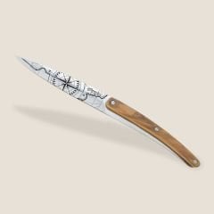 2 Deejo Paring Knives, Olive and Coral Wood / Terra Incognita and Globe Trotter Bıçak Seti
