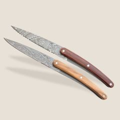 2 Deejo Paring Knives, Olive and Coral Wood / Polynesian and Pacific Bıçak Seti