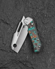 BESTECH Nyrrdreki | Titanyum + Kamuflaj Karbon Fiber Kakma Sap | M390 Çelik Çakı | BT2607C