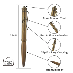 BESTECHMAN SCRIBE BM17C Kahverengi Titanyum Kalem, Cam Kırıcı Alet, Karabina ve Kutusu ile Birlikte