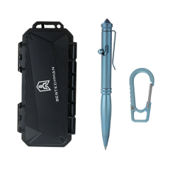 BESTECHMAN SCRIBE BM17B Mavi Titanyum Kalem, Cam Kırıcı Alet, Karabina ve Kutusu ile Birlikte