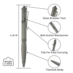 BESTECHMAN SCRIBE BM17A Gri Titanyum Kalem, Cam Kırıcı Alet, Karabina ve Kutusu ile Birlikte