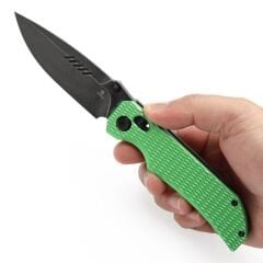 Tenable Eaglestrike | Çapraz Bar Kilidi | Yeşil Eloksal Alüminyum Elmas Desenli Sap | Blackwash Nitro-V Çelik Çakı | T1095V3