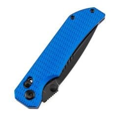 Tenable Eaglestrike | Çapraz Bar Kilidi | Mavi Eloksal Alüminyum Elmas Desenli Sap | Blackwash Nitro-V Çelik Çakı | B1095V6