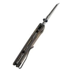 KANSEPT Main Street | Başparmak Çivileri/Çapraz Bar Kilit Bıçağı | Amber PEI/Ultem Sap | Damascus Çelik Çakı | T1015V12