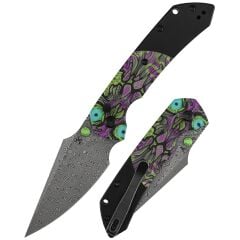 Kansept Fenrir | Mor Ölümsüz Baskılı PC Sap | Damascus Çelik Çakı | K1034S7