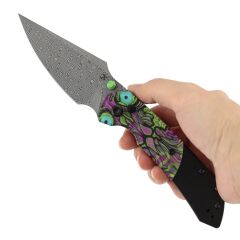 Kansept Fenrir | Mor Ölümsüz Baskılı PC Sap | Damascus Çelik Çakı | K1034S7