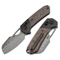 KANSEPT Nahual | Siyah Titanyum + Bakır Karbon Fiber Sap | Damascus Çelik Çakı | K2125V3
