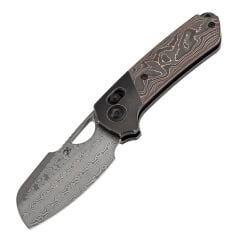 KANSEPT Nahual | Siyah Titanyum + Bakır Karbon Fiber Sap | Damascus Çelik Çakı | K2125V3