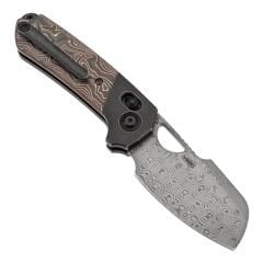 KANSEPT Nahual | Siyah Titanyum + Bakır Karbon Fiber Sap | Damascus Çelik Çakı | K2125V3