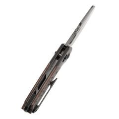KANSEPT Nahual | Crossbar Kilit Bıçağı | Siyahı Titanyum ile Bakır Karbon Fiber Sap | Damascus Çelik Çakı | K2125V3