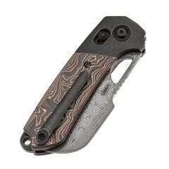 KANSEPT Nahual | Siyah Titanyum + Bakır Karbon Fiber Sap | Damascus Çelik Çakı | K2125V3