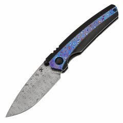 KANSEPT Raven | Kuzgun Siyah Yıkama Titanyum + Timascus Sap | Damascus Çelik Çakı | K2109A4