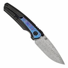 KANSEPT Raven | Kuzgun Siyah Yıkama Titanyum + Timascus Sap | Damascus Çelik Çakı | K2109A4