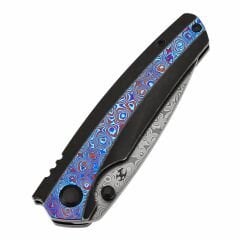 KANSEPT Raven | Kuzgun Siyah Yıkama Titanyum + Timascus Sap | Damascus Çelik Çakı | K2109A4