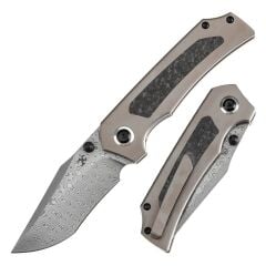 KANSEPT Fermi | Titanyum + Karbon Fiber Sap | Damascus Çelik Çakı | K1122A2