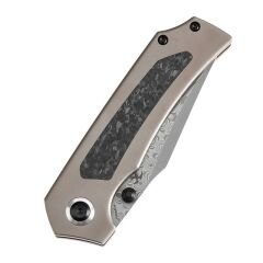 KANSEPT Fermi | Titanyum + Karbon Fiber Sap | Damascus Çelik Çakı | K1122A2