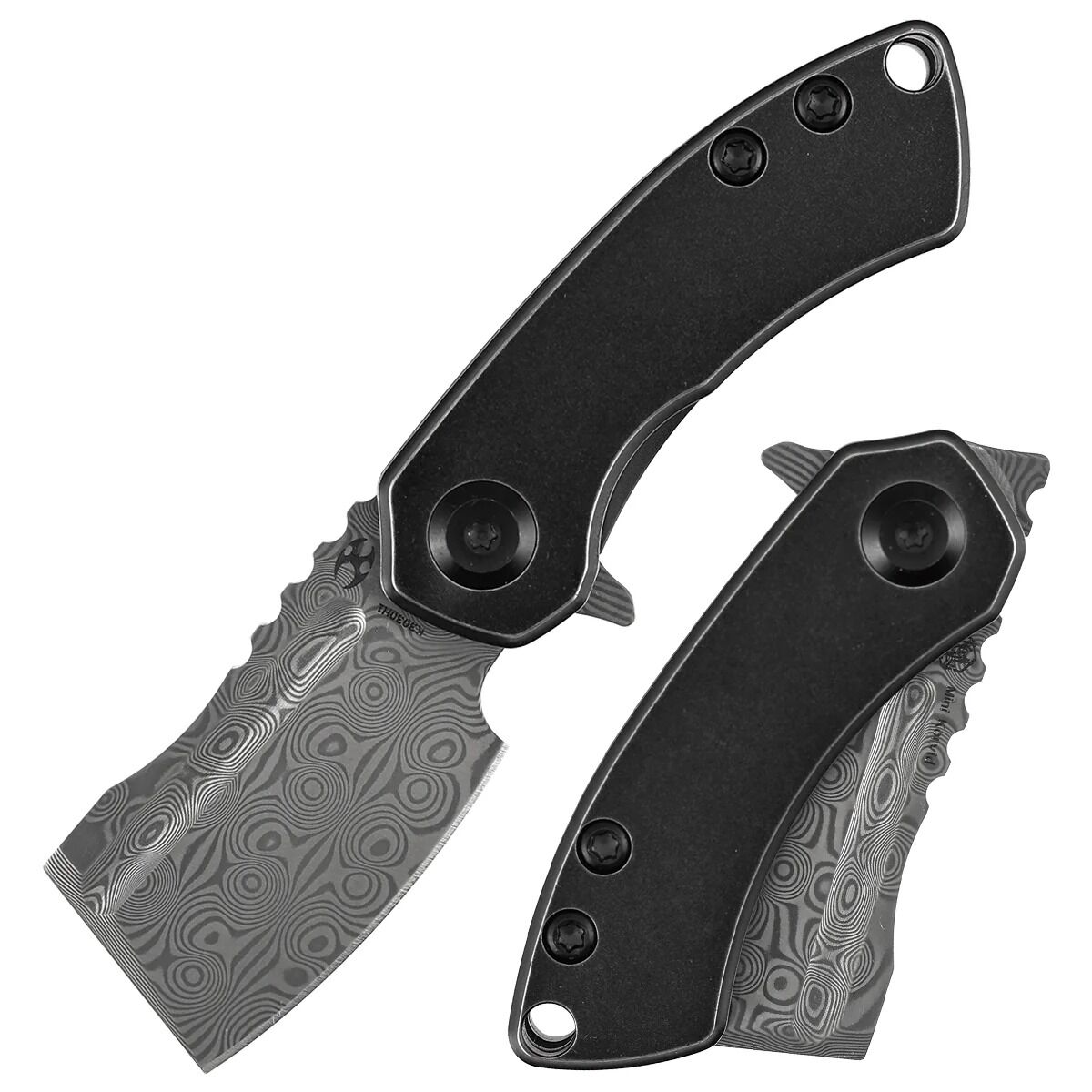 KANSEPT Mini Korvid | Titanyum Sap | Damascus Çelik Mini Çakı | K3030H1