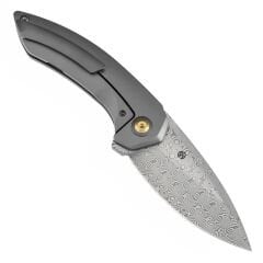 KANSEPT ODD 21 | Gri Eloksal Titanyum Bronz Delikli Sap | Damascus Çelik Çakı | K1077A2