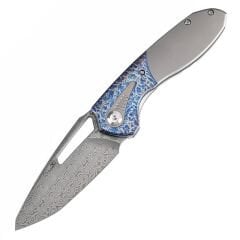 KANSEPT Thoth | Boncuk Püskürtülmüş Titanyum + Şimşek Çarpması Titanyum Sap | Damascus Çelik Çakı | K1075T5