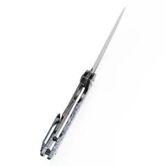 KANSEPT Mini Kryo | Başparmak Deliği | Titanyum Yıldırım Çarpması Bitiş Sapı | Damascus Çelik Çakı | K2001S2