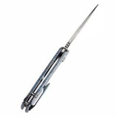 KANSEPT Mini Kryo | Başparmak Deliği | Titanyum Yıldırım Çarpması Bitiş Sapı | Damascus Çelik Çakı | K2001S2