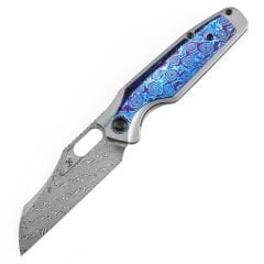 KANSEPT Tuckamore | Başparmak Delikli | Bıçak Titanyum ve Timascus Sap | Damascus Çelik Çakı | Timascus Klipsli | K1052A7