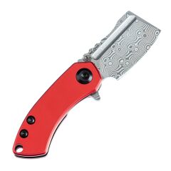 KANSEPT Mini Korvid | Alüminyum Sap | Damascus Çelik Mini Çakı | T3030P2
