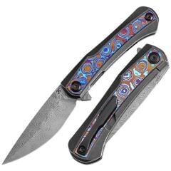 KANSEPT Kratos | Flipper Bıçak | Titanyum Sap + Timascus Kakma Sap | Damascus Çelik Çakı | K1024A10