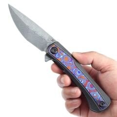 KANSEPT Kratos | Flipper Bıçak | Titanyum Sap + Timascus Kakma Sap | Damascus Çelik Çakı | K1024A10