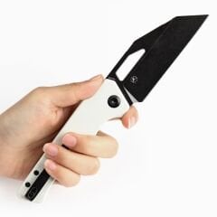 KANSEPT Egress | Beyaz G10 Sap | Siyah Taş Yıkanmış 14C28N Çelik Çakı | T1033A4