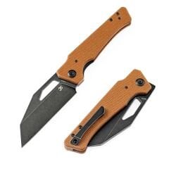 KANSEPT Egress | Kahverengi Micarta Sap | Saten Siyah Taş Yıkama CPM-S35VN Çelik Çakı | K1033A2