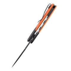 KANSEPT Reverie | Siyah ve Turuncu G10 Sap | Siyah Taş Yıkama 154CM Çelik Çakı | T2025B3