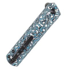 KANSEPT Foosa | Mavi Beyaz Karbon Fiber Sap | Damascus Çelik Çakı | K2020T2