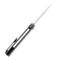KANSEPT Foosa | Siyah Beyaz Karbon Fiber Sap | Damascus Çelik Çakı | K2020T1