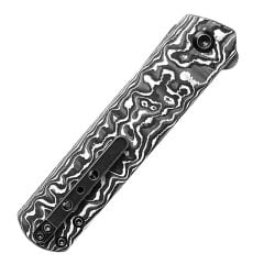 KANSEPT Foosa | Siyah Beyaz Karbon Fiber Sap | Damascus Çelik Çakı | K2020T1