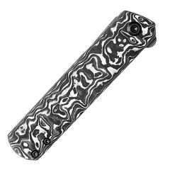 KANSEPT Foosa | Siyah Beyaz Karbon Fiber Sap | Damascus Çelik Çakı | K2020T1