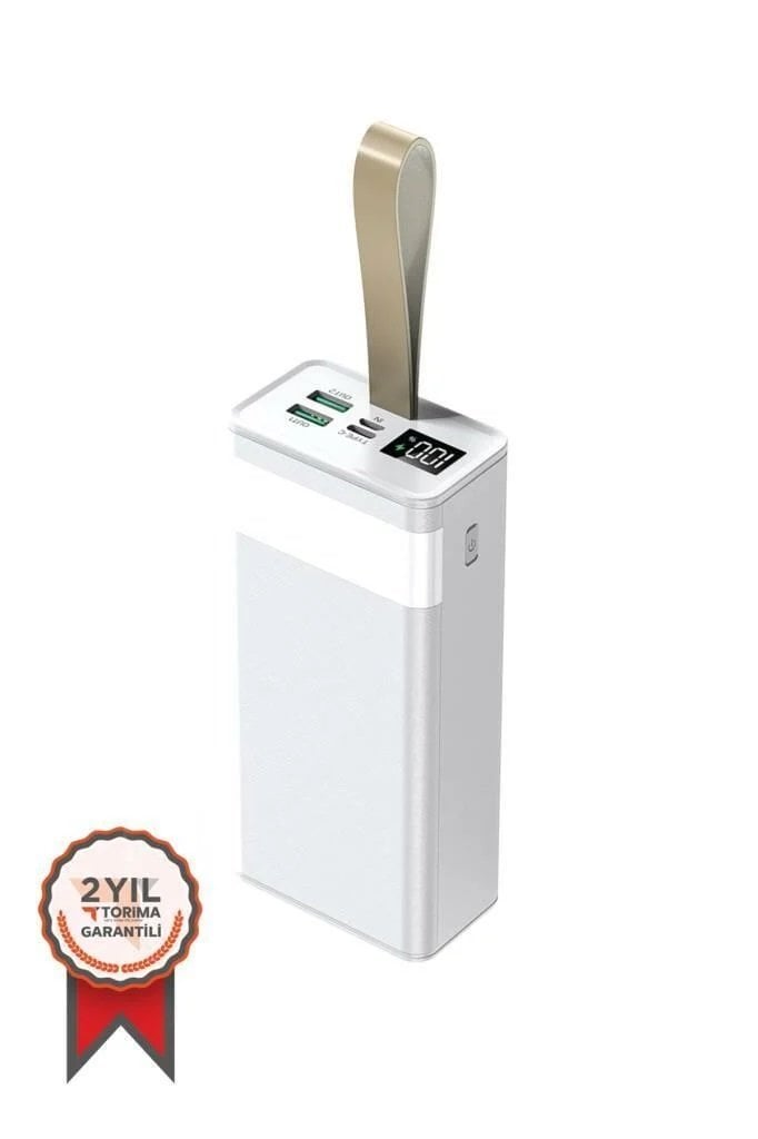 30000 Mah 22.5W Hızlı Şarj Özellikli Dijital Şarj Göstergeli Powerbank - Beyaz