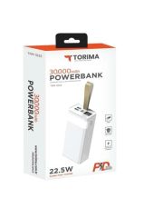30000 Mah 22.5W Hızlı Şarj Özellikli Dijital Şarj Göstergeli Powerbank - Beyaz